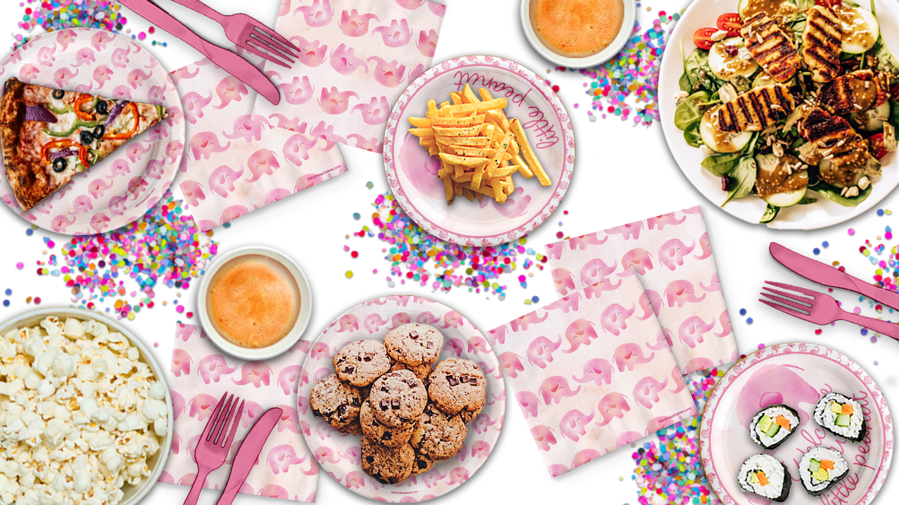 Our Little Peanut Girl Baby Shower Tableware Kit For 24 Guests
