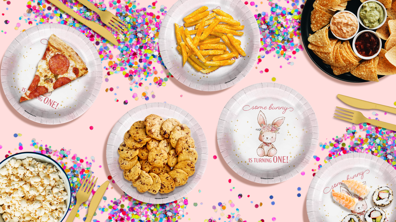 Some Bunny is Turning One First Birthday Party Supplies Large 9" Paper Plates in Bulk 32 Piece