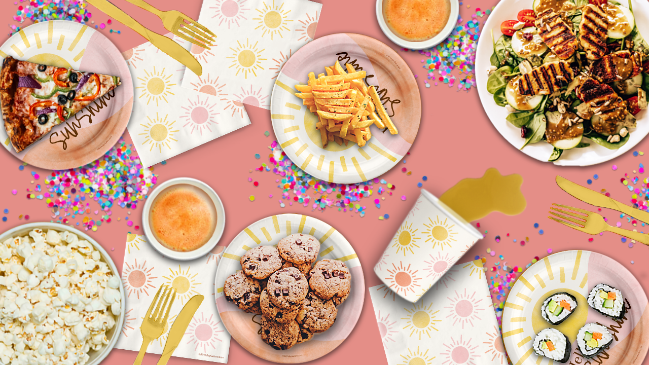 Hello Sunshine Pink Birthday Party Tableware Kit For 16 Guests