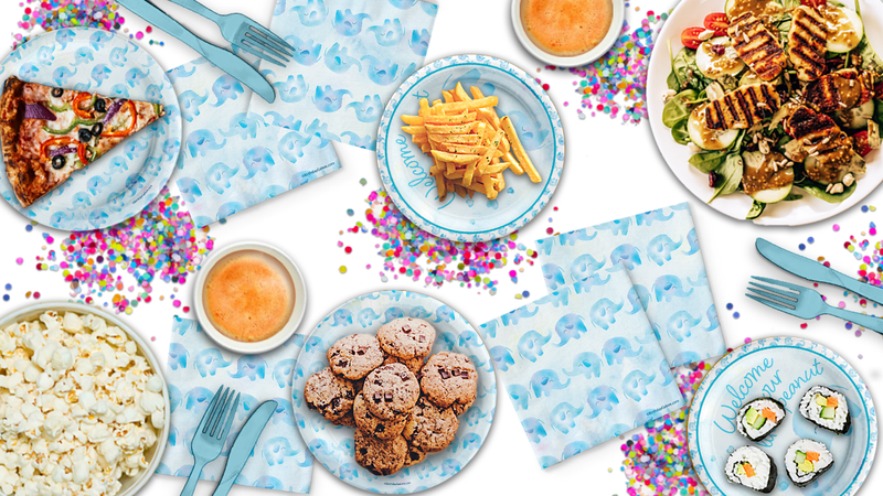 Our Little Peanut Boy Baby Shower Tableware Kit For 24 Guests
