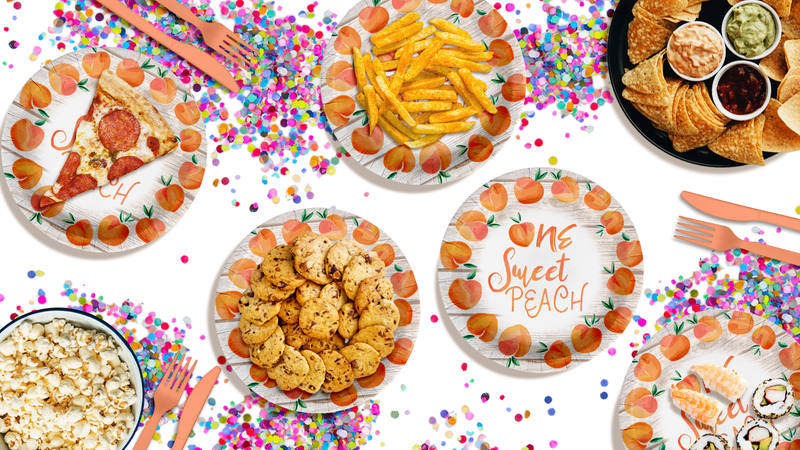 One Sweet Peach 1st Birthday Party Supplies Large 9" Paper Plates in Bulk 32 Piece