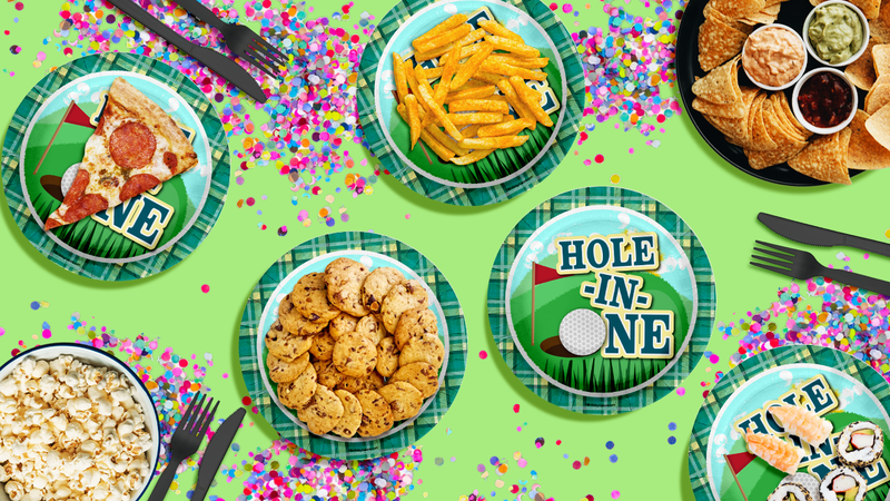 Hole in One Golfing First Birthday Party Supplies Large 9" Paper Plates in Bulk 32 Piece