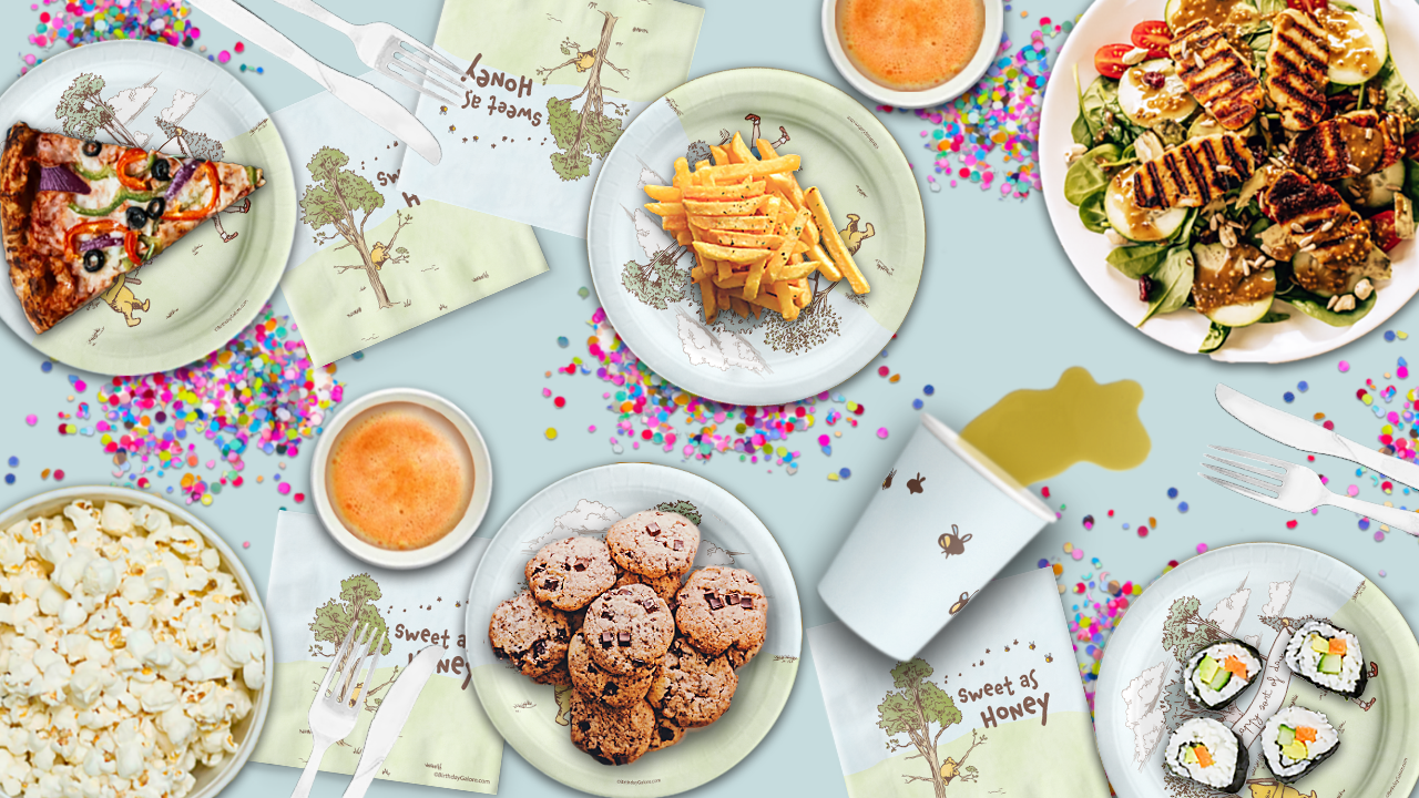 Pooh Birthday Party Tableware Kit For 16 Guests