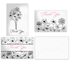 Black and White Floral Thank You Cards with Envelopes