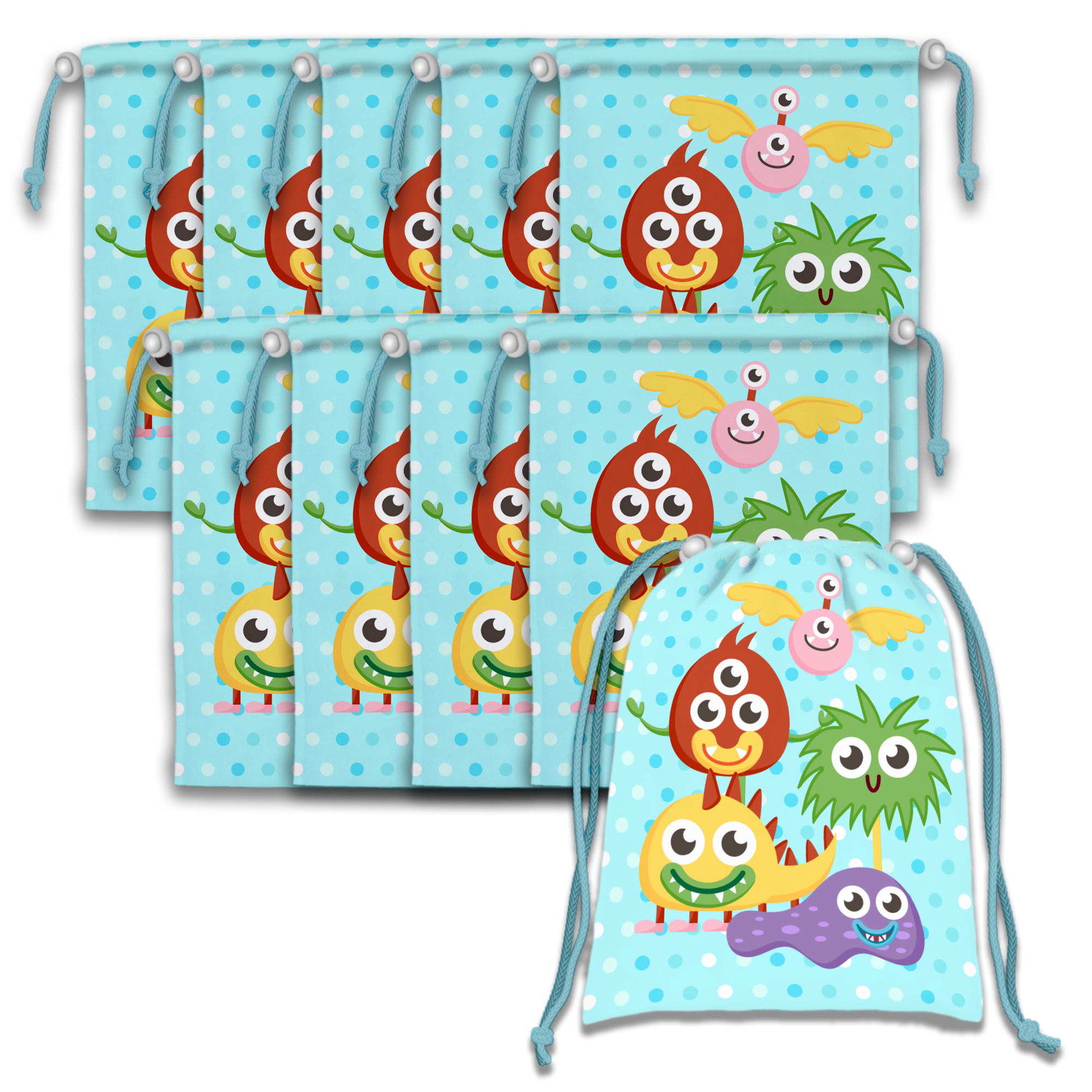 Mighty Monster Drawstring Tote Bag (10 Pack) - BirthdayGalore.com