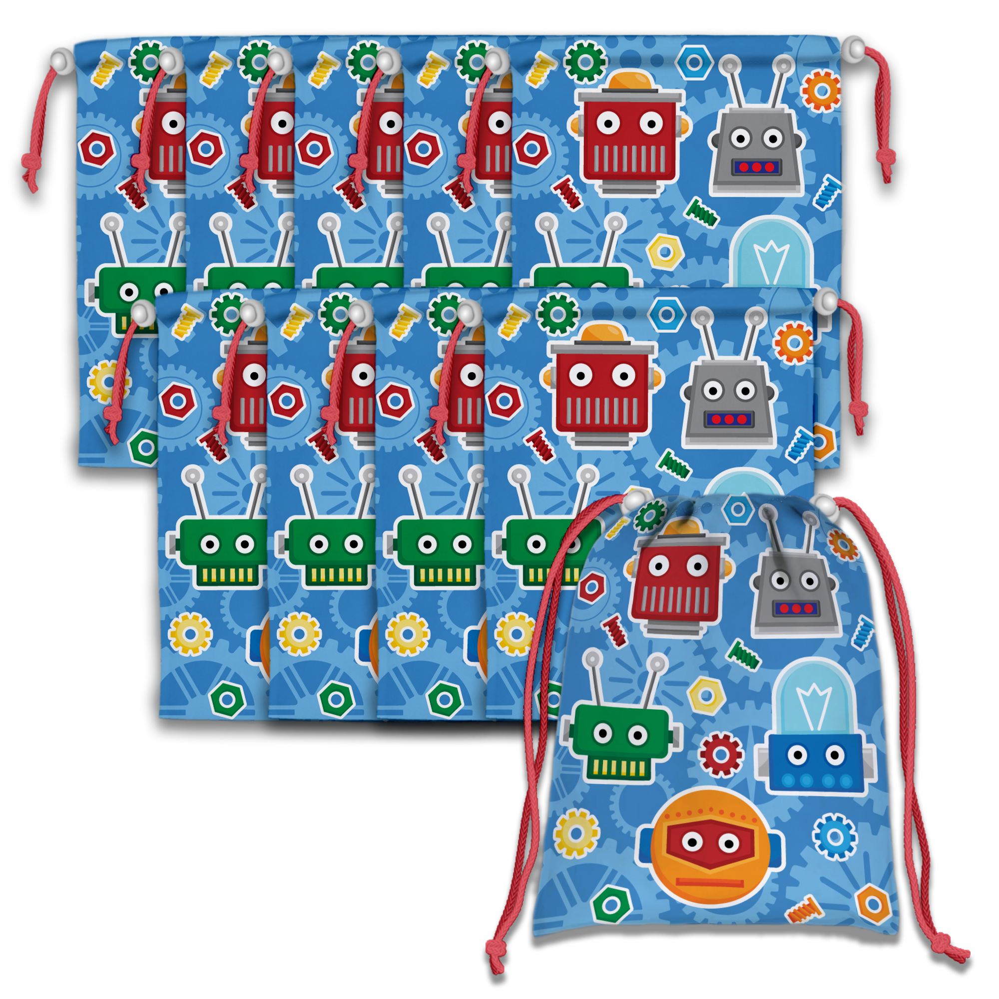 Robot Drawstring Tote Bag (10 Pack) - BirthdayGalore.com