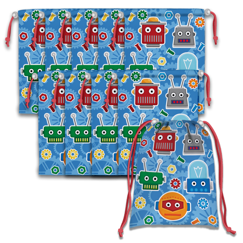 Robot Drawstring Tote Bag (10 Pack) - BirthdayGalore.com