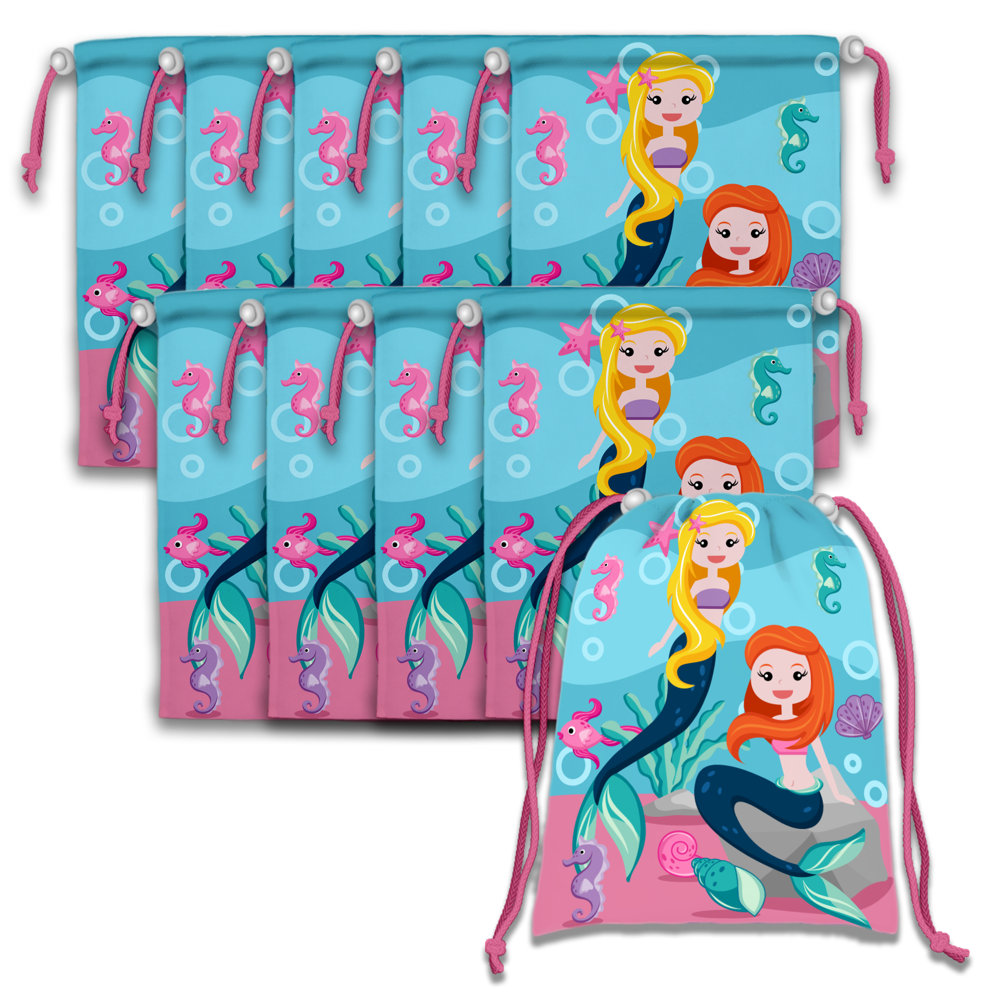 Mermaids Drawstring Tote Bag (10 Pack) - BirthdayGalore.com