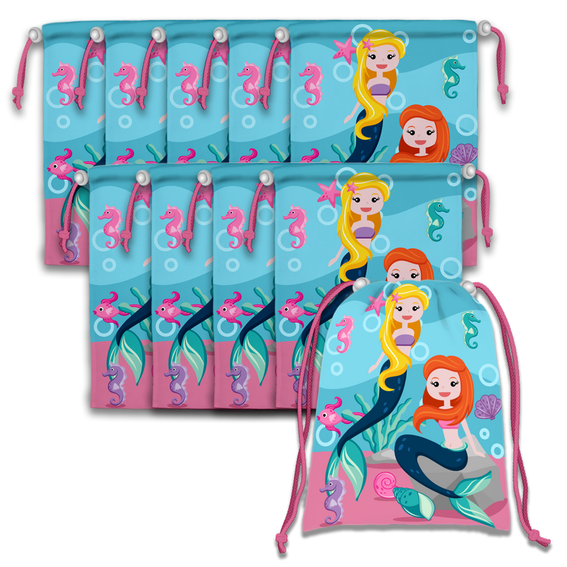 Mermaids Drawstring Tote Bag (10 Pack) - BirthdayGalore.com