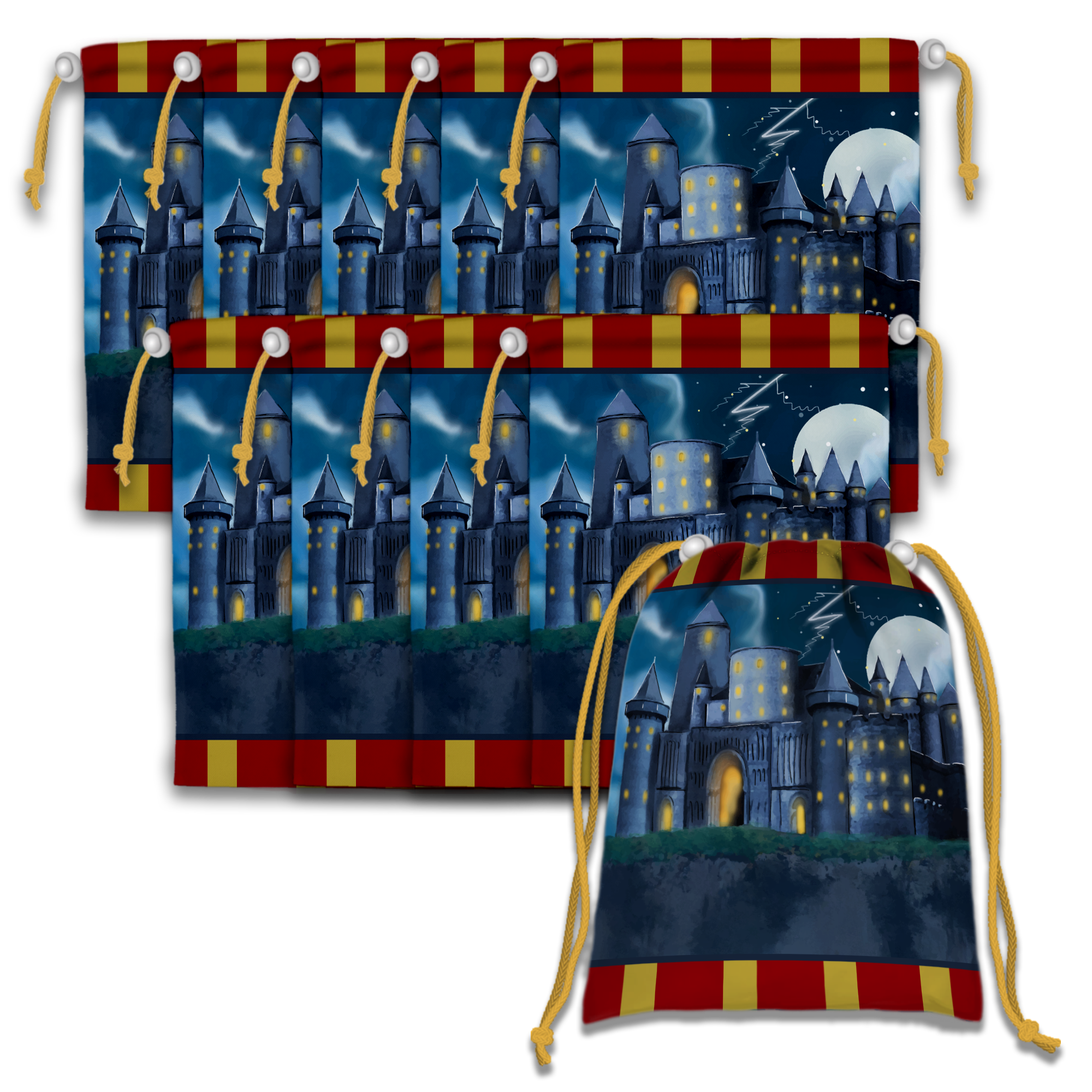 Wizard Castle Drawstring Tote Bag (10 Pack) - BirthdayGalore.com