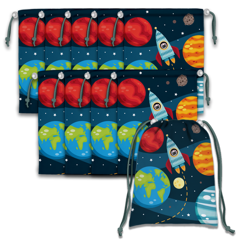 Space Solar System Drawstring Tote Bag (10 Pack) - BirthdayGalore.com