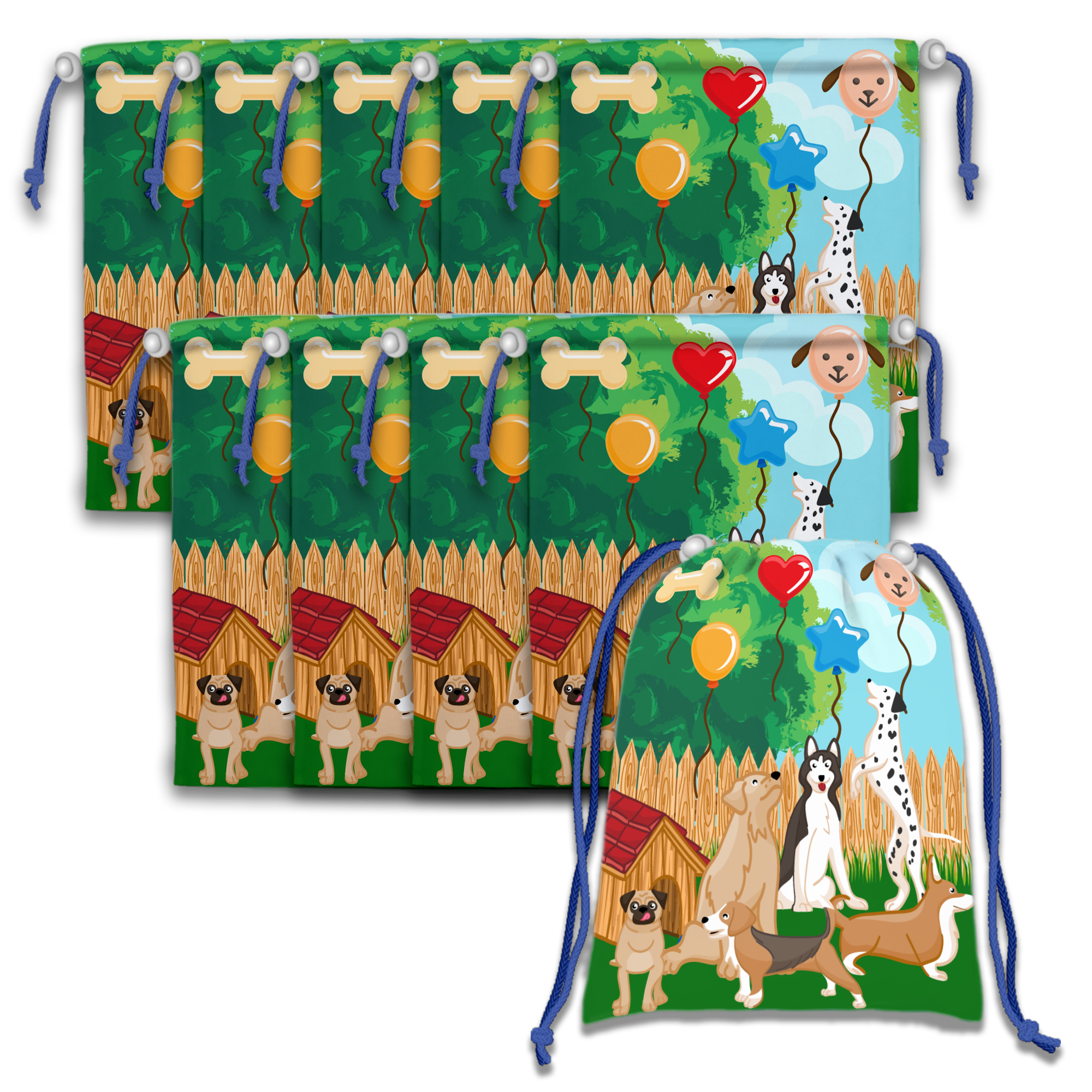 Puppy Dog Drawstring Tote Bag (10 Pack) - BirthdayGalore.com