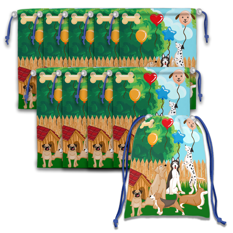 Puppy Dog Drawstring Tote Bag (10 Pack) - BirthdayGalore.com