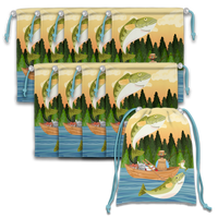 Gone Fishing Drawstring Tote Bag (10 Pack) - BirthdayGalore.com