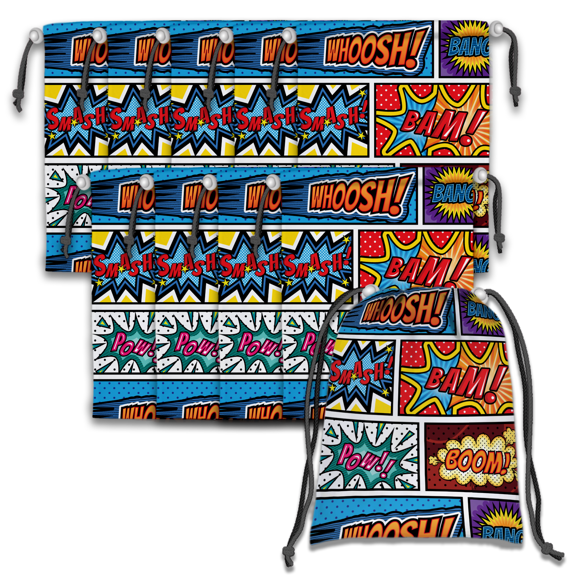 Superhero Drawstring Tote Bag (10 Pack) - BirthdayGalore.com