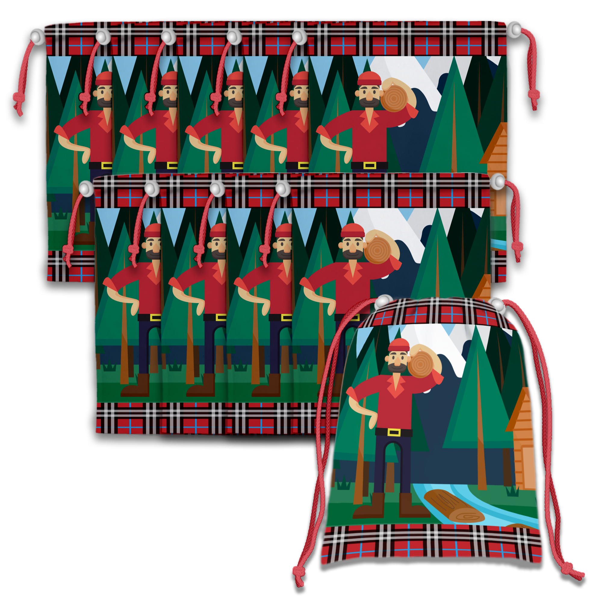 Lumberjack Drawstring Tote Bag (10 Pack) - BirthdayGalore.com