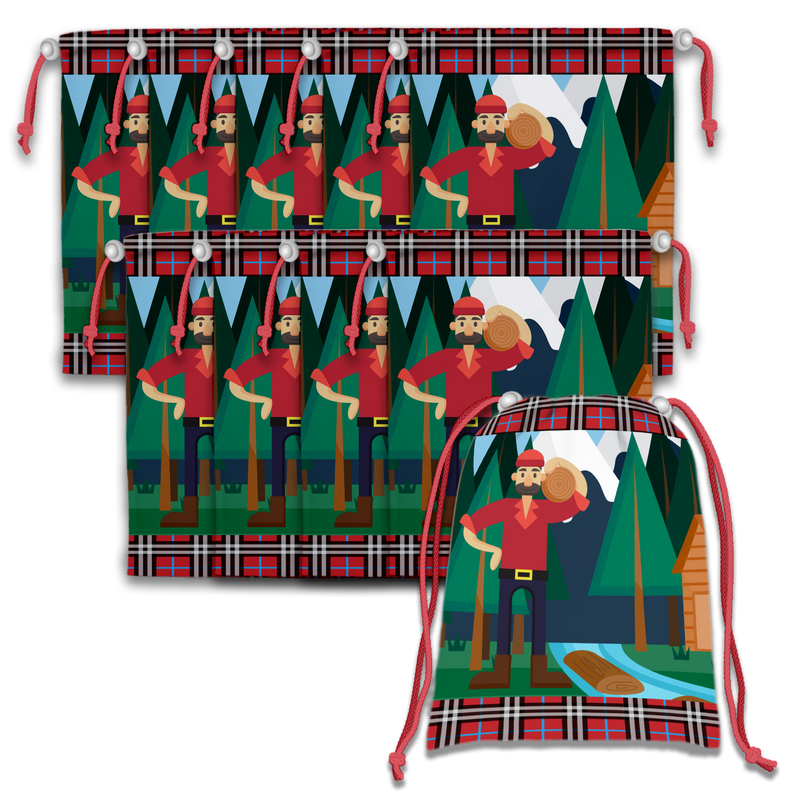 Lumberjack Drawstring Tote Bag (10 Pack) - BirthdayGalore.com