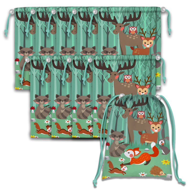 Woodland Animals Drawstring Tote Bag (10 Pack) - BirthdayGalore.com