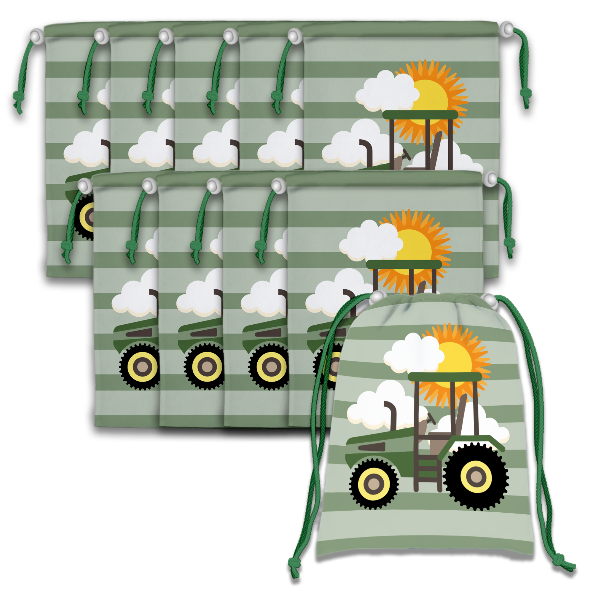 Tractor Time Drawstring Tote Bag (10 Pack) - BirthdayGalore.com