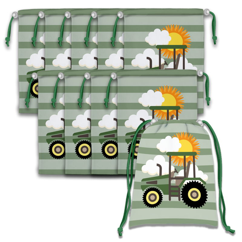 Tractor Time Drawstring Tote Bag (10 Pack) - BirthdayGalore.com