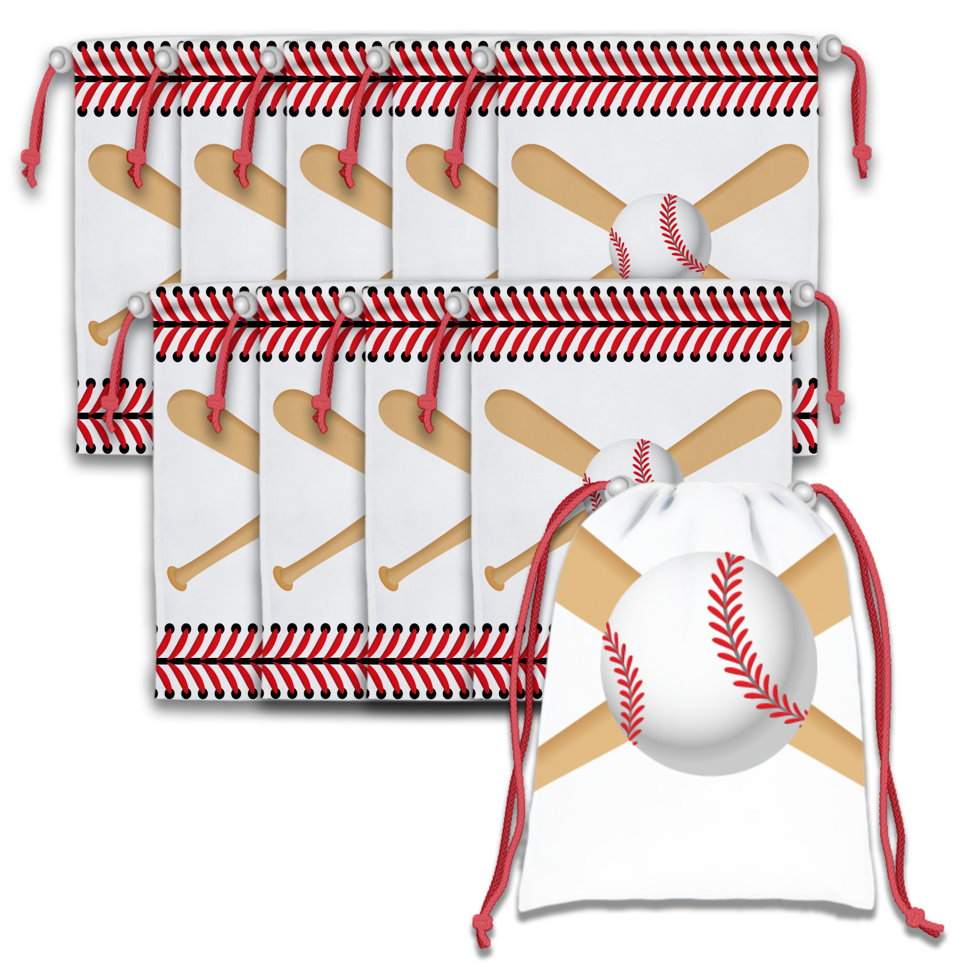 Baseball Drawstring Tote Bag (10 Pack) - BirthdayGalore.com