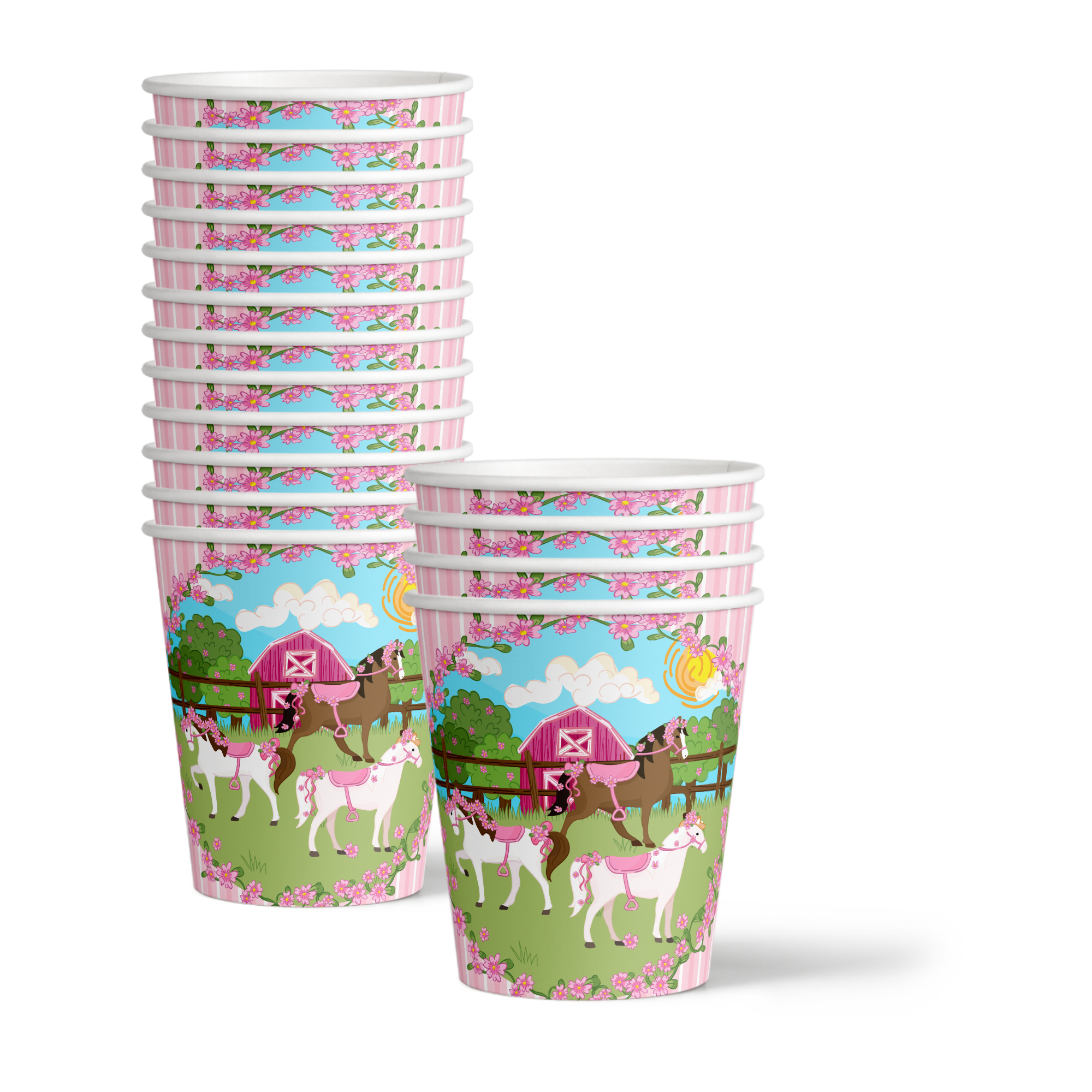 Lovely Pink Horse Birthday Party Tableware Kit For 16 Guests - BirthdayGalore.com