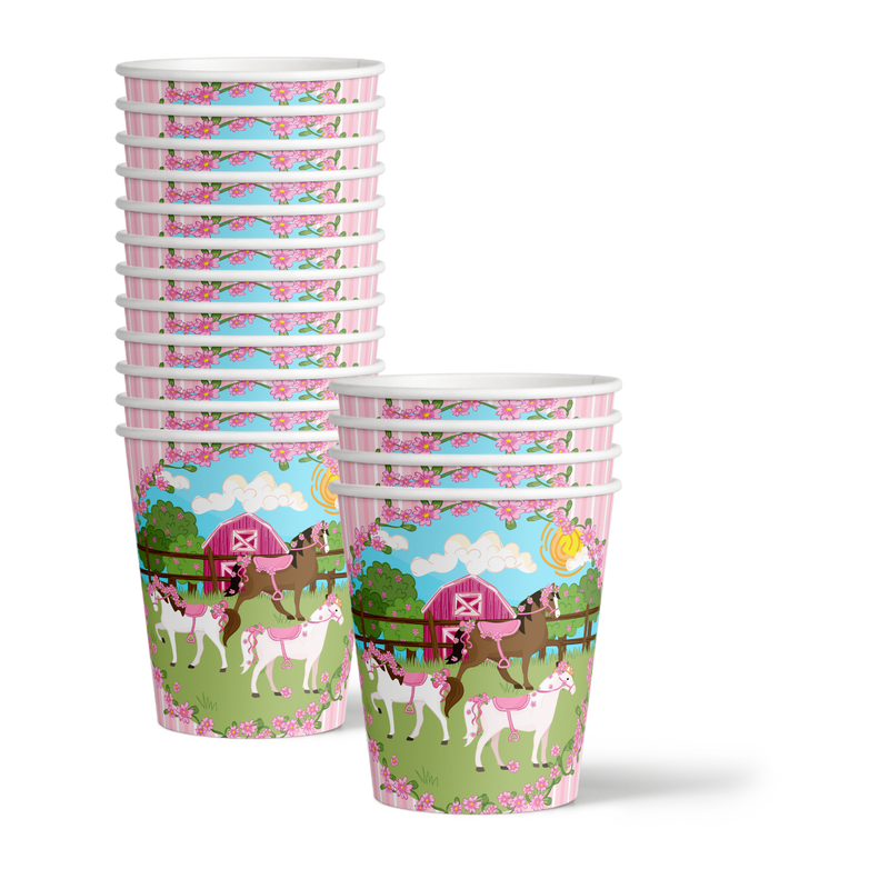 Lovely Pink Horse Birthday Party Tableware Kit For 16 Guests - BirthdayGalore.com