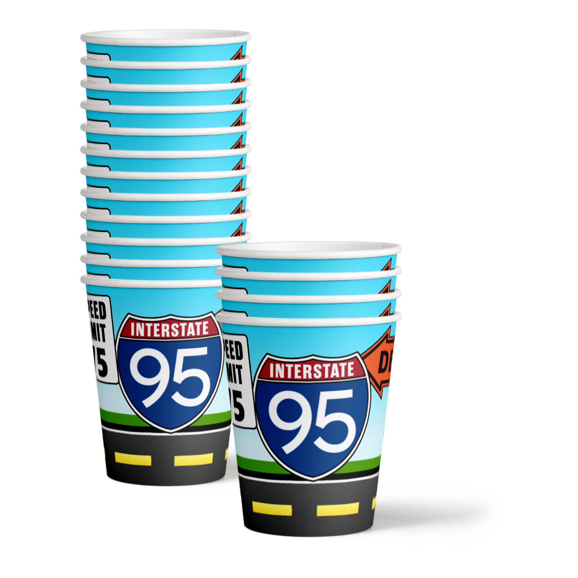 Tractor Trailer Birthday Party Tableware Kit For 16 Guests