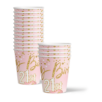 21st Birthday Pink & Gold Party Tableware Kit For 16 Guests - BirthdayGalore.com