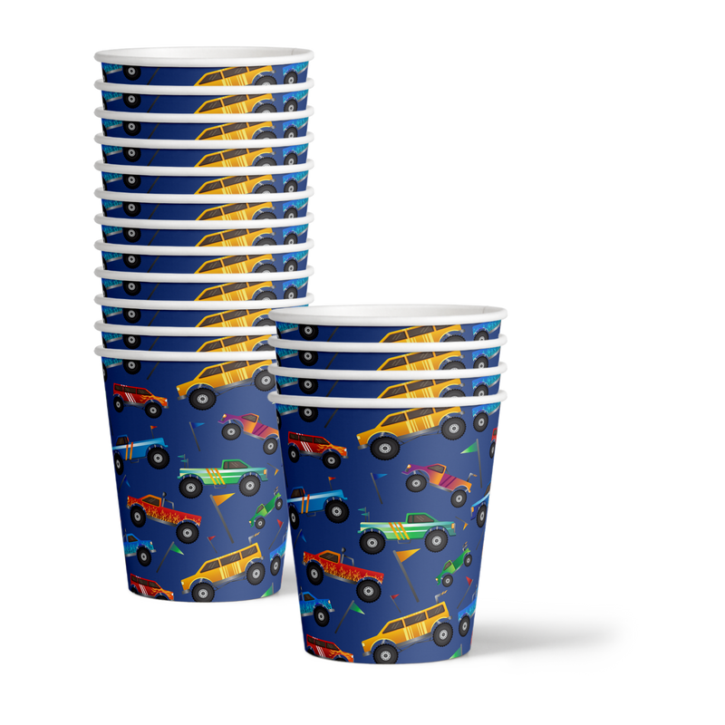 Monster Truck Birthday Party Tableware Kit For 16 Guests - BirthdayGalore.com