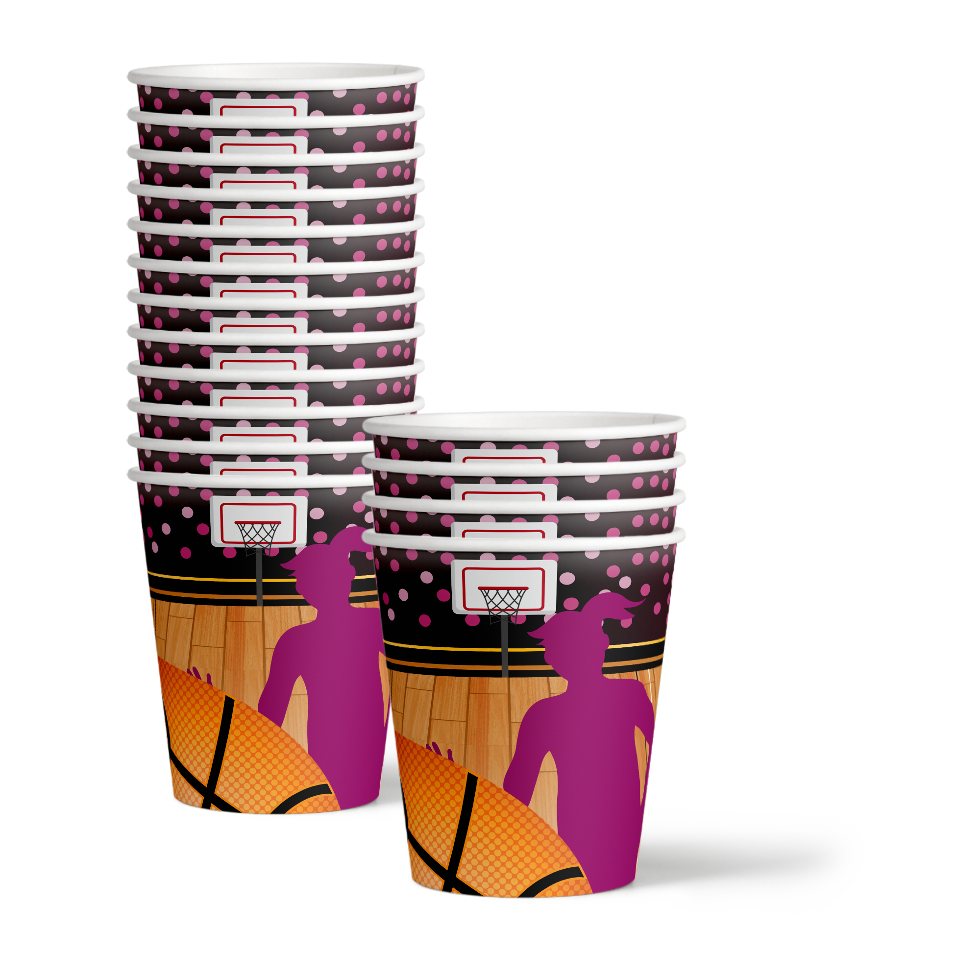 Pink Girl Basketball Birthday Party Tableware Kit For 16 Guests - BirthdayGalore.com