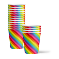 Rainbow Stripes Birthday Party Tableware Kit For 16 Guests - BirthdayGalore.com
