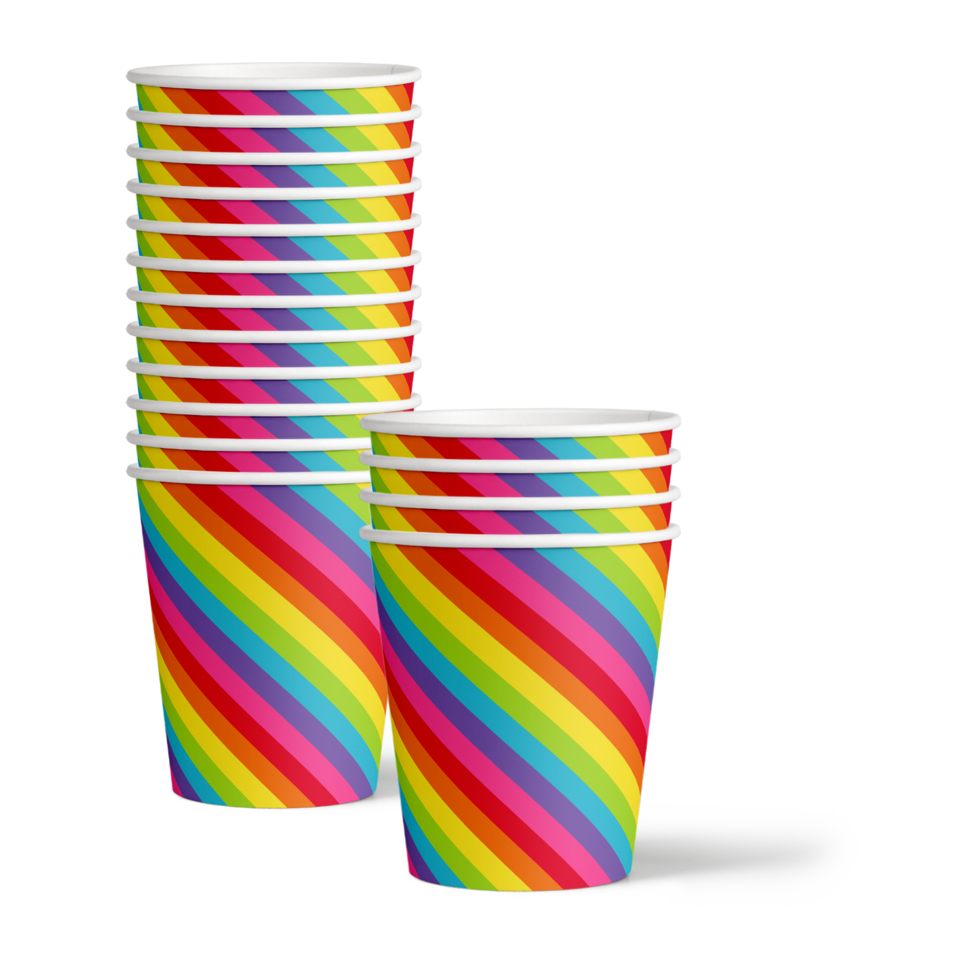 Rainbow Stripes Birthday Party Tableware Kit For 16 Guests - BirthdayGalore.com
