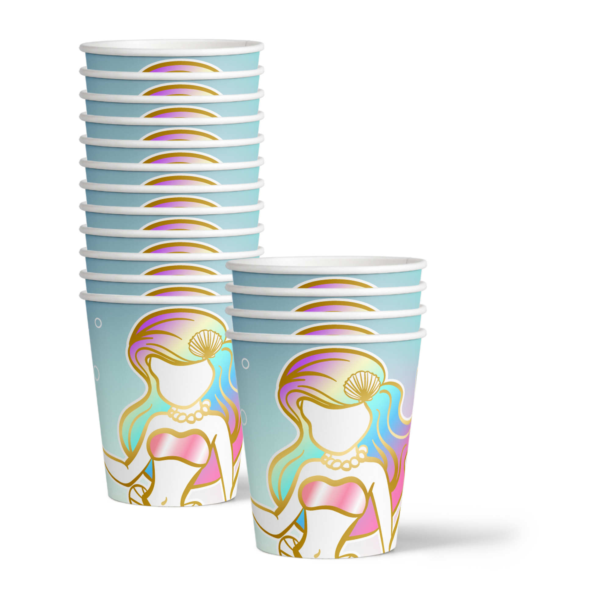 Mermaids Gold Birthday Party Tableware Kit For 16 Guests - BirthdayGalore.com