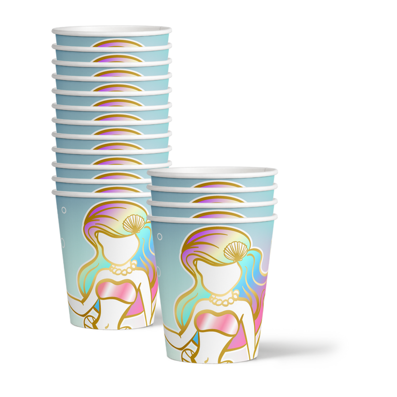 Mermaids Gold Birthday Party Tableware Kit For 16 Guests - BirthdayGalore.com
