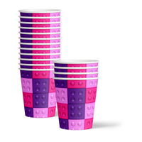 Pink Building Blocks Birthday Party Tableware Kit For 16 Guests - BirthdayGalore.com