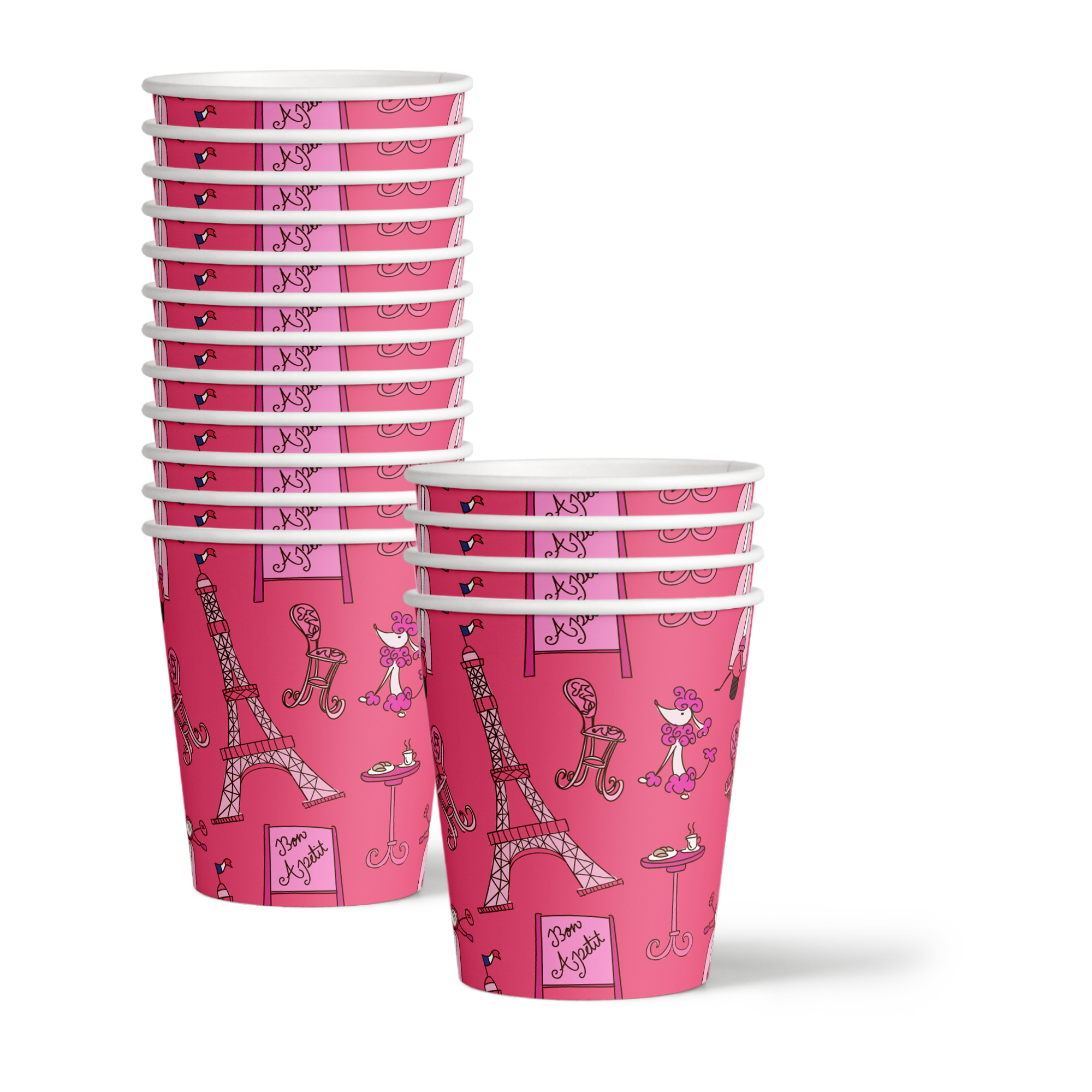 Pink Paris Birthday Party Tableware Kit For 16 Guests - BirthdayGalore.com