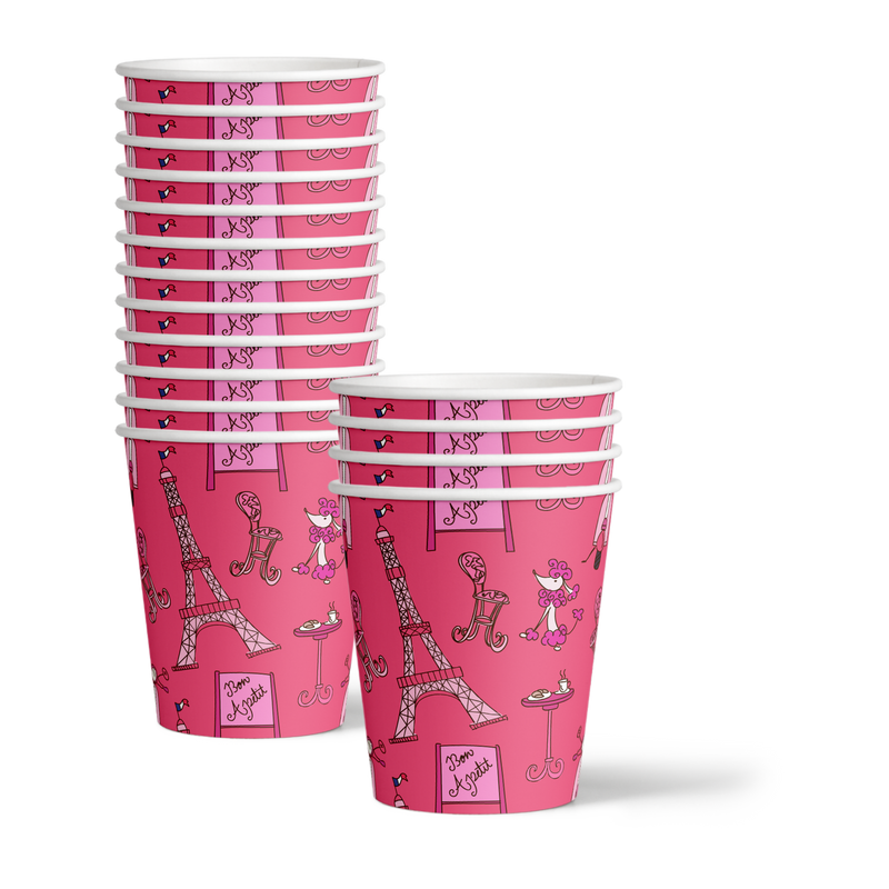Pink Paris Birthday Party Tableware Kit For 16 Guests - BirthdayGalore.com