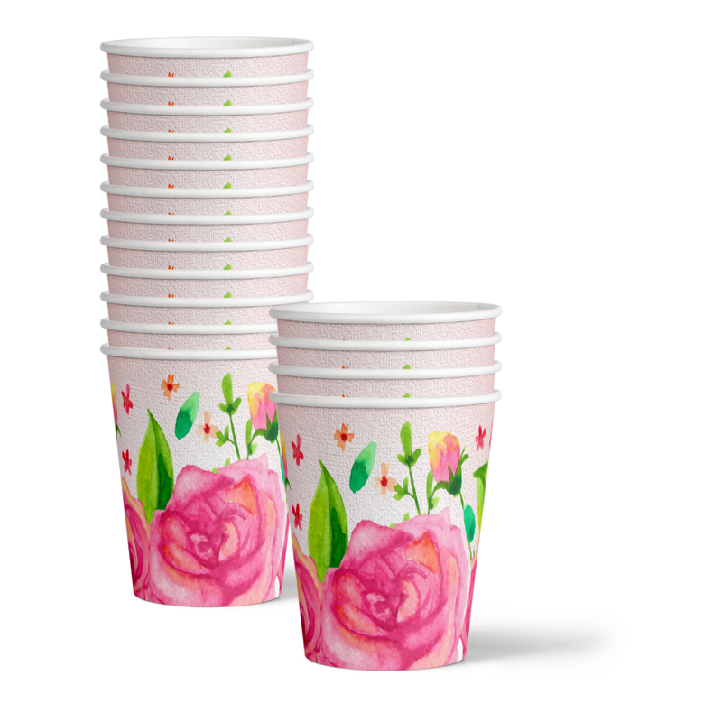 Roses Vintage Floral Birthday Party Tableware Kit For 16 Guests