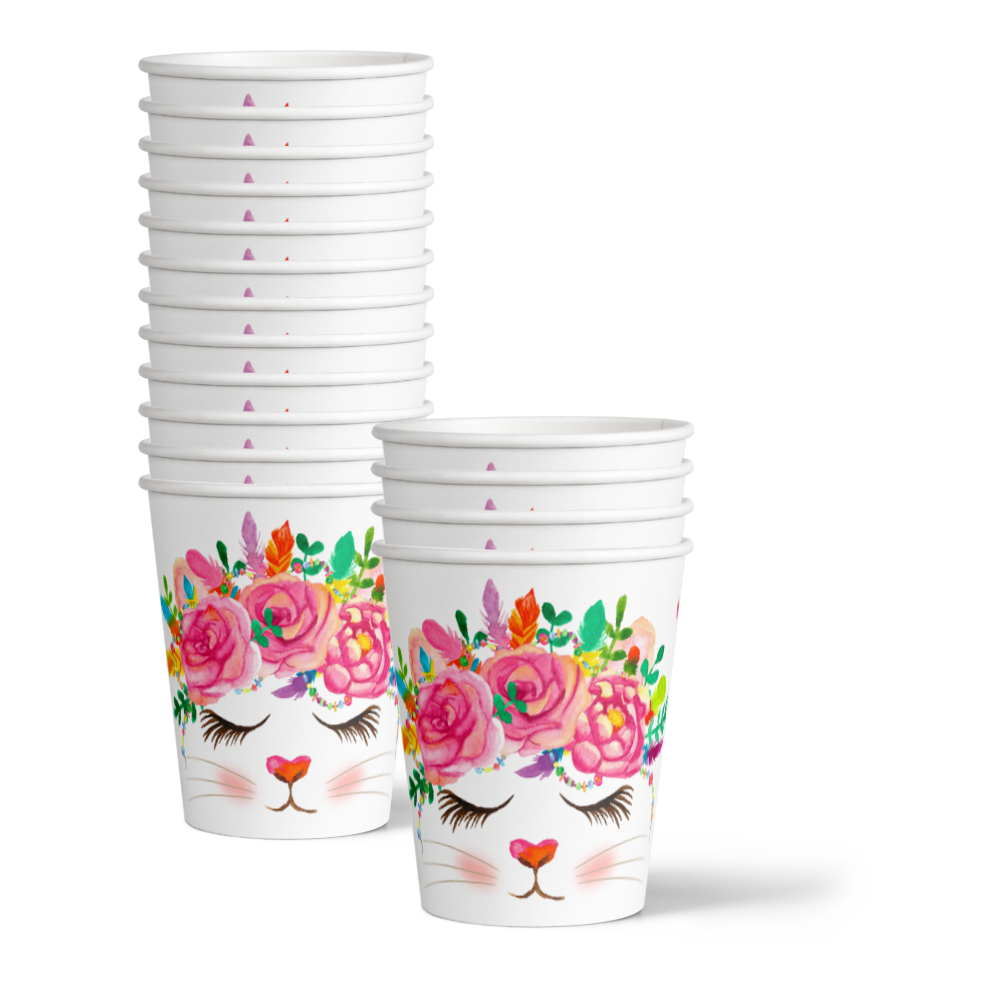 Kitten Kitty Cat Floral Birthday Party Tableware Kit For 16 Guests