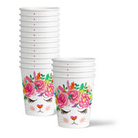 Kitten Kitty Cat Floral Birthday Party Tableware Kit For 16 Guests