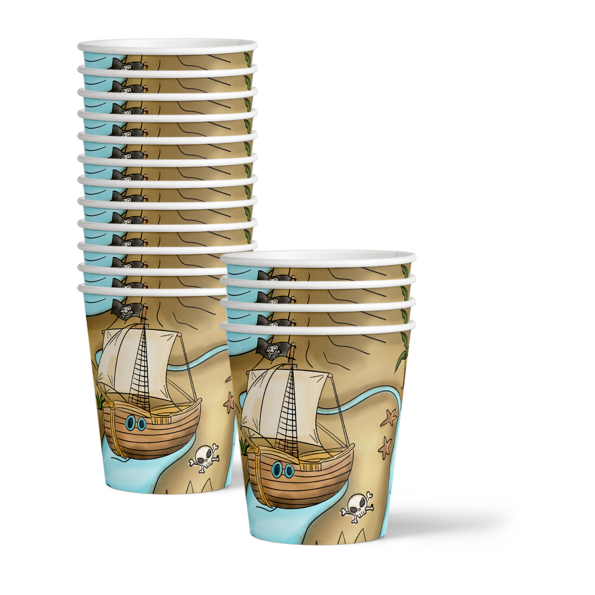 Pirate Treasure Map Birthday Party Tableware Kit For 16 Guests - BirthdayGalore.com