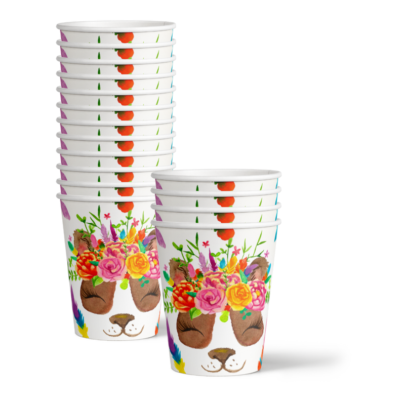 Panda Floral Birthday Party Tableware Kit For 16 Guests