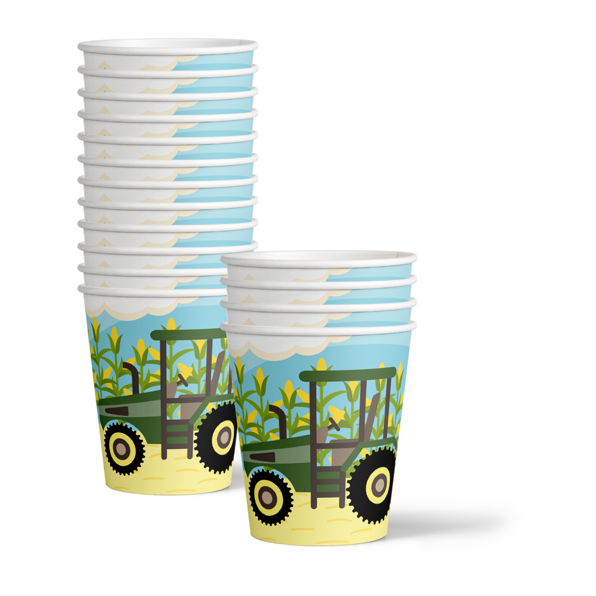 Tractor Time Birthday Party Tableware Kit For 16 Guests - BirthdayGalore.com