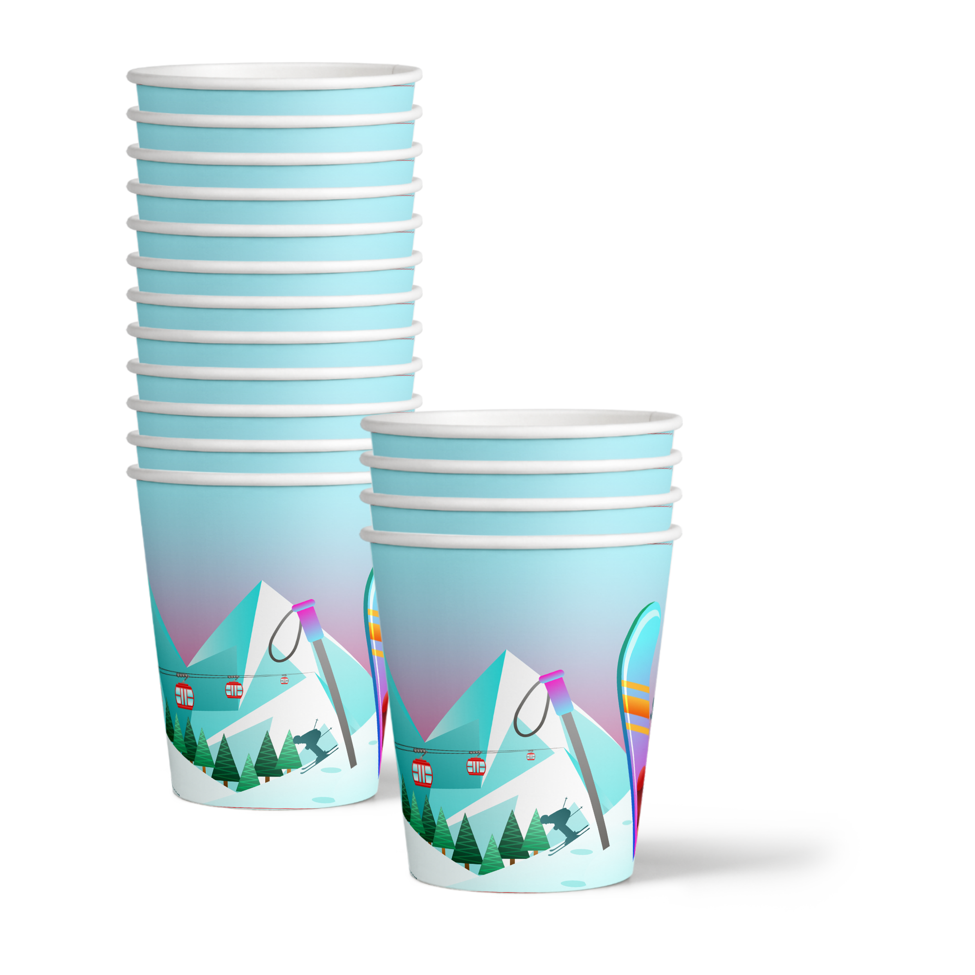 Ski Birthday Party Tableware Kit For 16 Guests - BirthdayGalore.com
