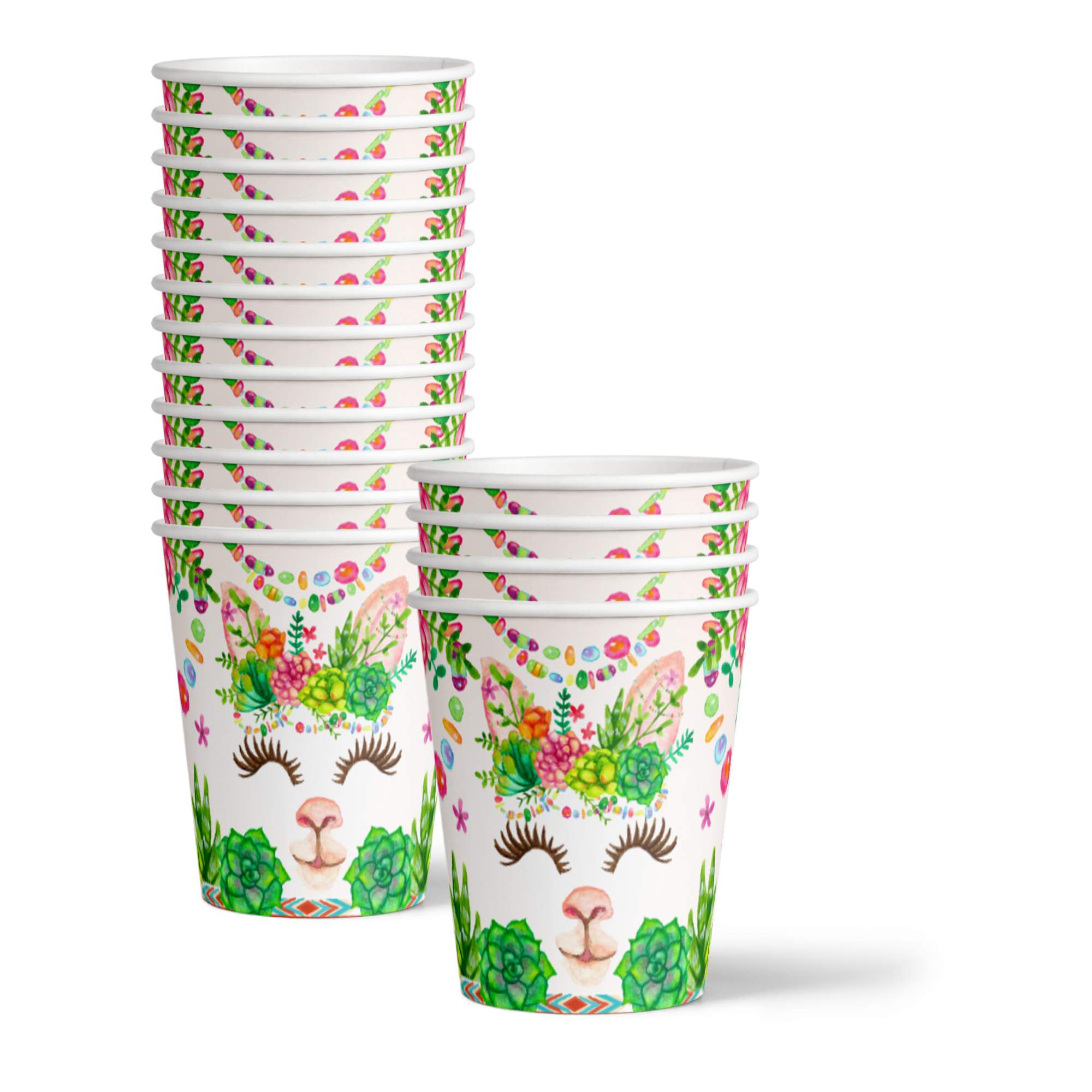 Floral Llama Birthday Party Tableware Kit For 16 Guests