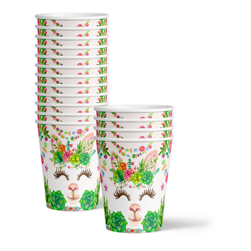 Floral Llama Birthday Party Tableware Kit For 16 Guests