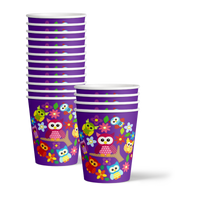 Patchwork Owl Birthday Party Tableware Kit For 16 Guests - BirthdayGalore.com