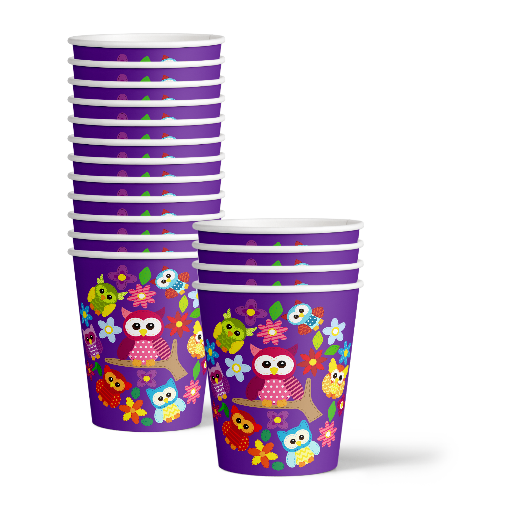 Patchwork Owl Birthday Party Tableware Kit For 16 Guests - BirthdayGalore.com