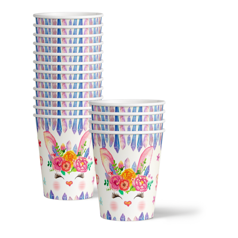 Floral Bunny Rabbit Birthday Party Tableware Kit For 16 Guests
